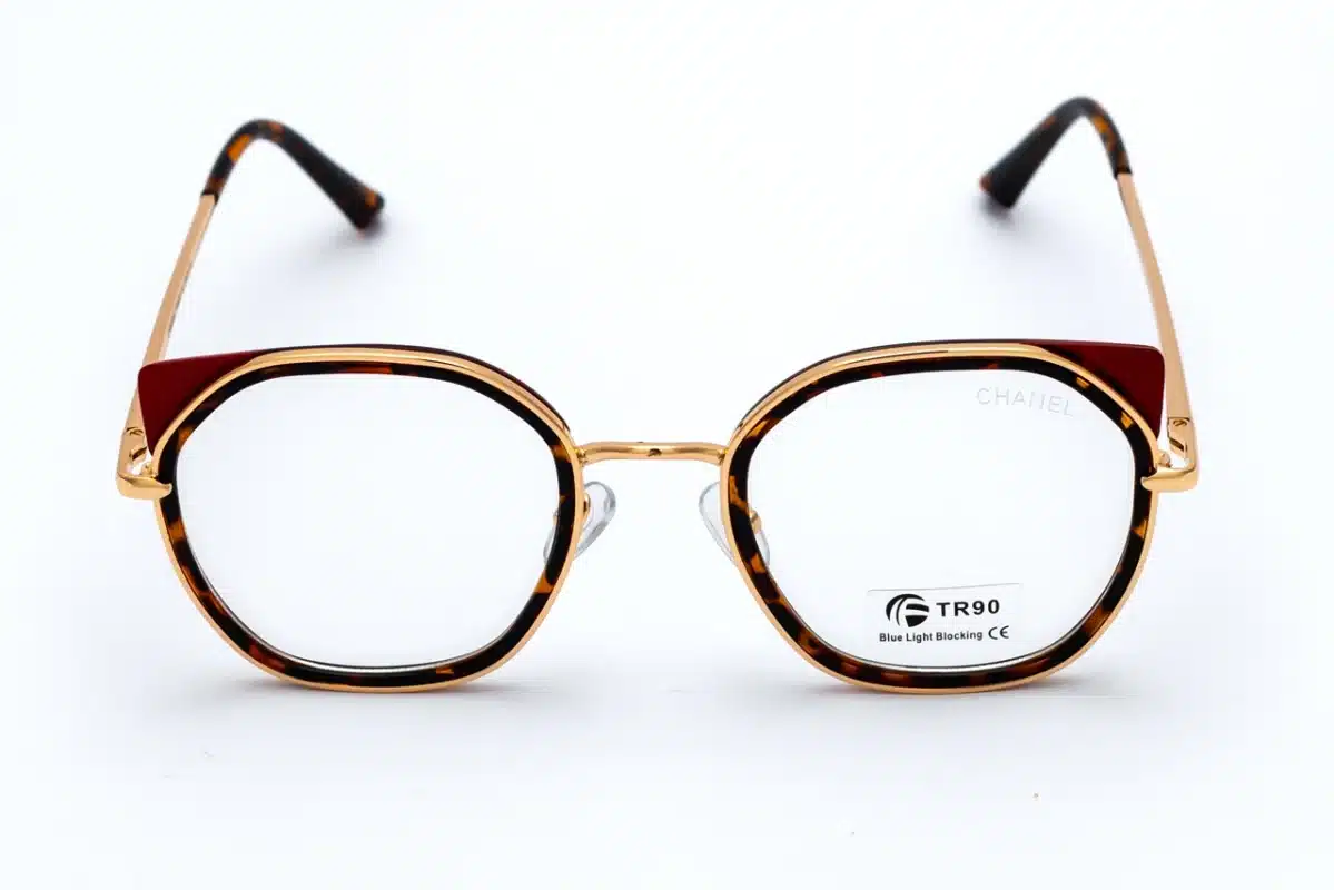 CHANEL 95971 Red Blue Block Eyeglasses - Women's TR90 Cat-Eye Frame