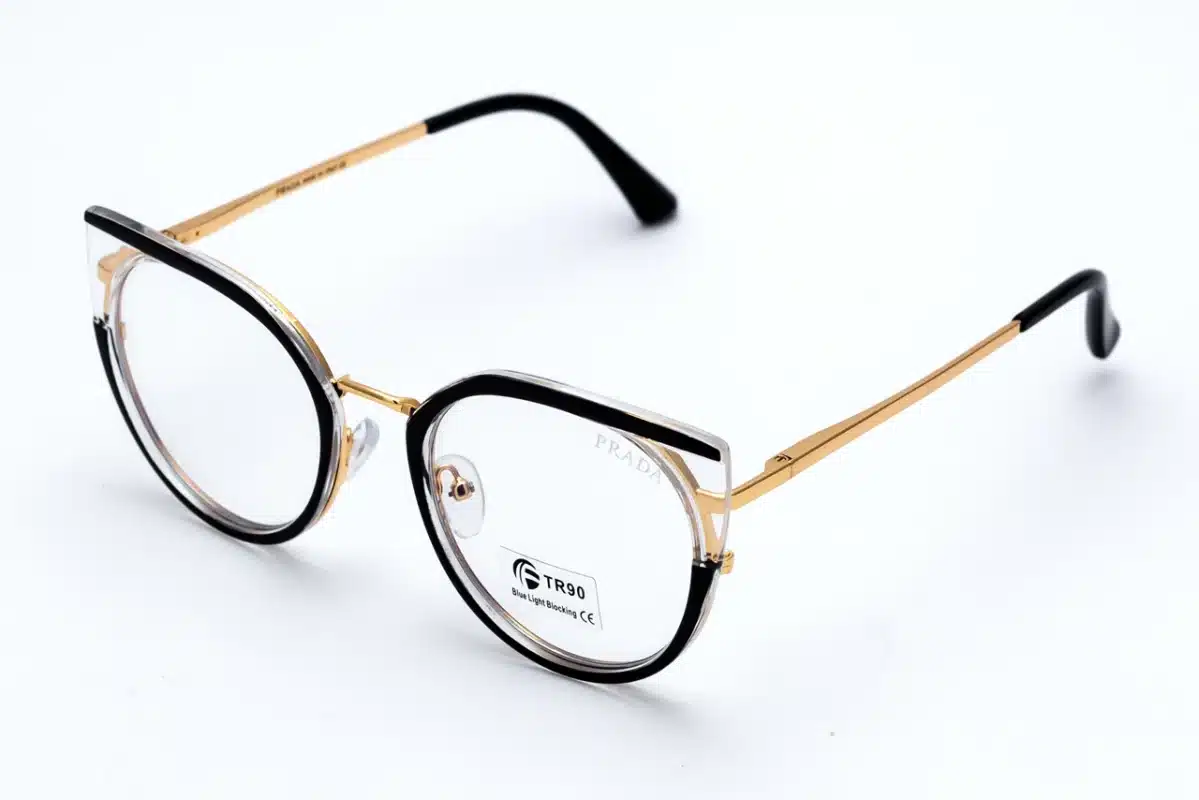 PRADA 82046 Black Blue Block Eyeglasses - Women's TR90 Cat-Eye Frame