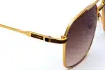 CARTIER CT0669S Gold Metal UV400 Sunglasses - Men's Pilot Square Frame