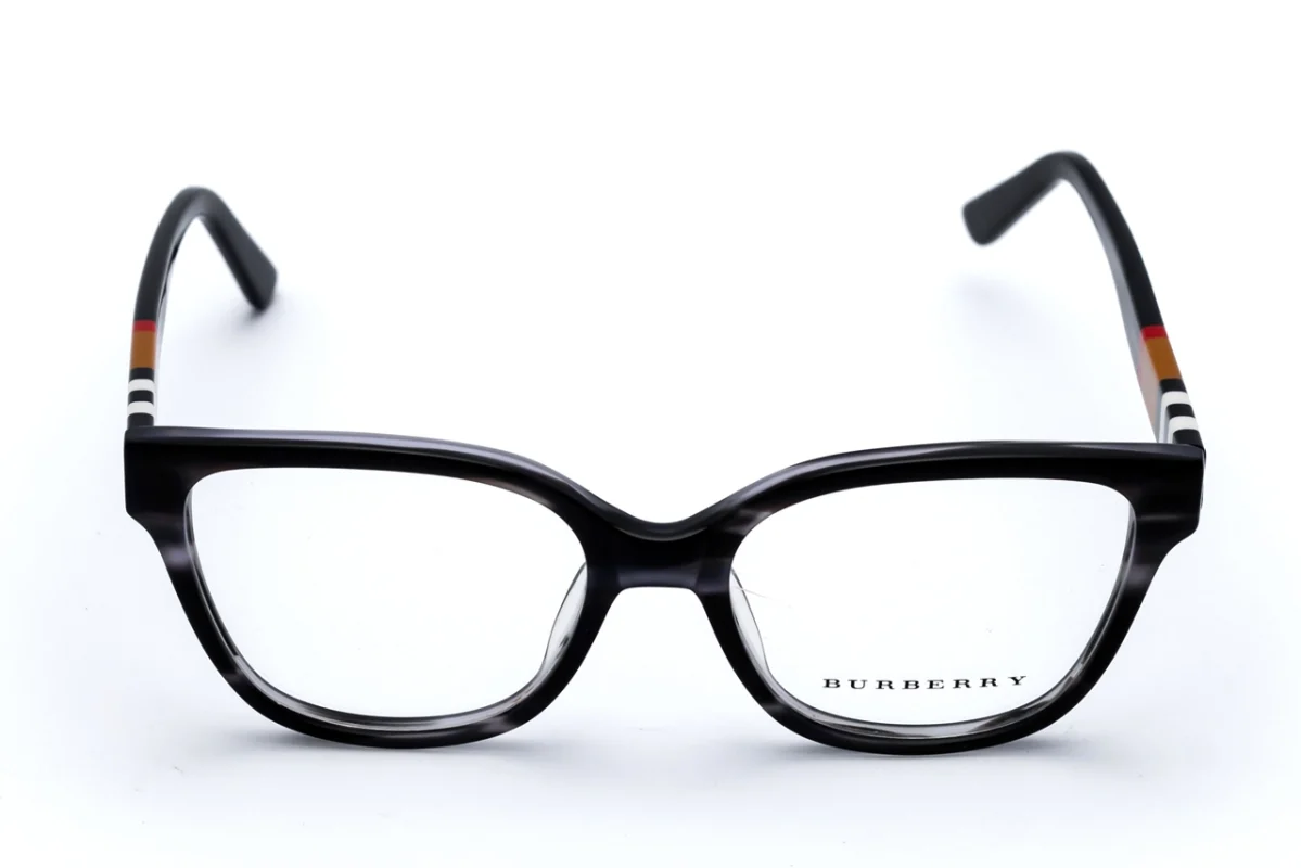 BURBERRY BE2349 Black Acetate Unisex Eyeglasses with Iconic Check Arms