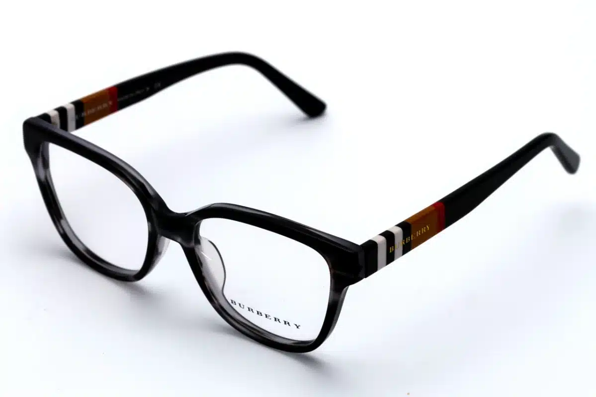 BURBERRY BE2349 Black Acetate Unisex Eyeglasses with Iconic Check Arms